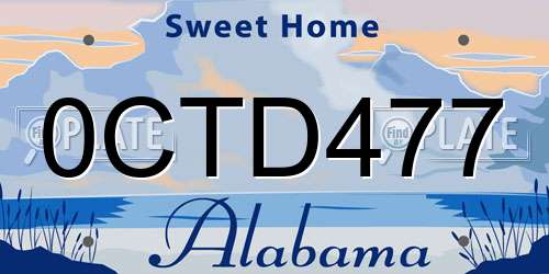 0CTD477 Alabama License Plate