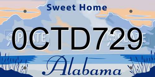0CTD729 Alabama License Plate