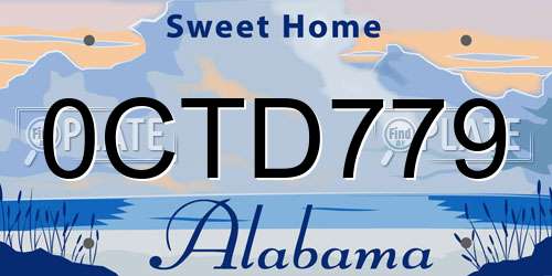 0CTD779 Alabama License Plate