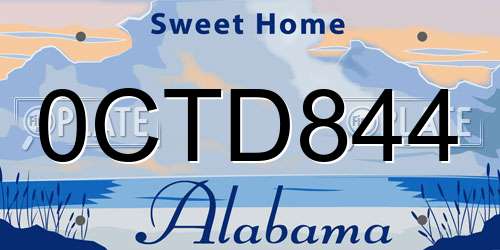0CTD844 Alabama License Plate
