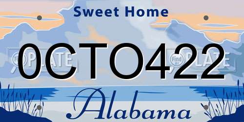 0CTO422 Alabama License Plate