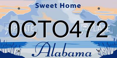 0CTO472 Alabama License Plate
