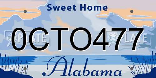 0CTO477 Alabama License Plate