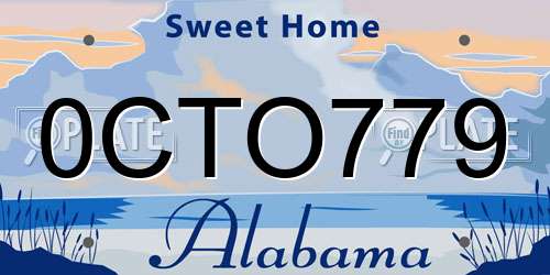 0CTO779 Alabama License Plate