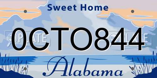 0CTO844 Alabama License Plate