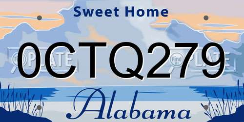 0CTQ279 Alabama License Plate