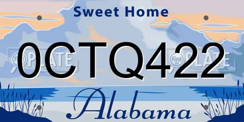 0CTQ422 Alabama License Plate