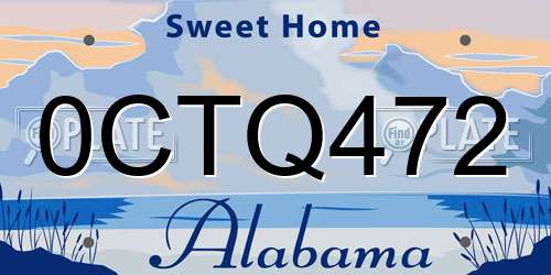 0CTQ472 Alabama License Plate