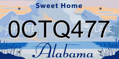0CTQ477 Alabama License Plate