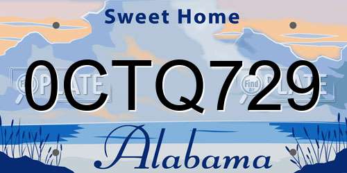 0CTQ729 Alabama License Plate