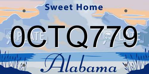 0CTQ779 Alabama License Plate