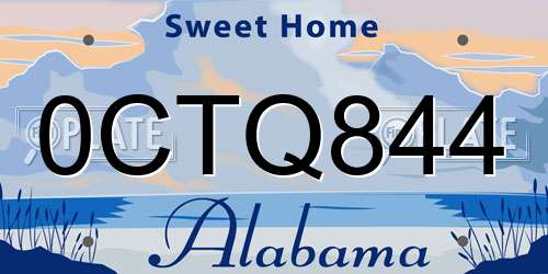 0CTQ844 Alabama License Plate