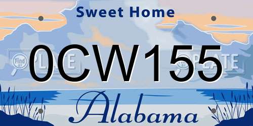 0CW155 Alabama License Plate