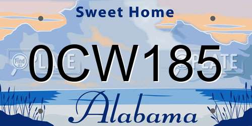 0CW185 Alabama License Plate