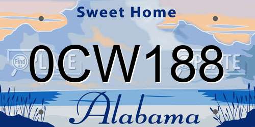0CW188 Alabama License Plate
