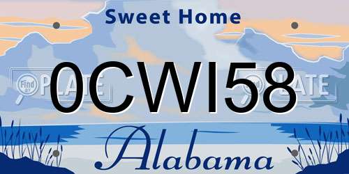 0CWI58 Alabama License Plate