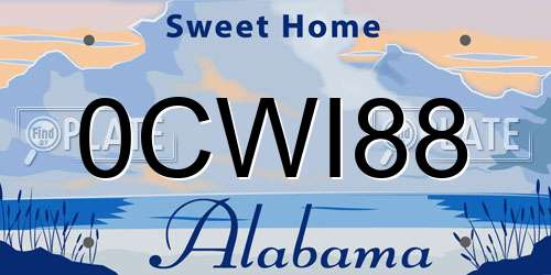 0CWI88 Alabama License Plate