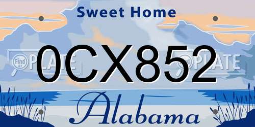 0CX852 Alabama License Plate