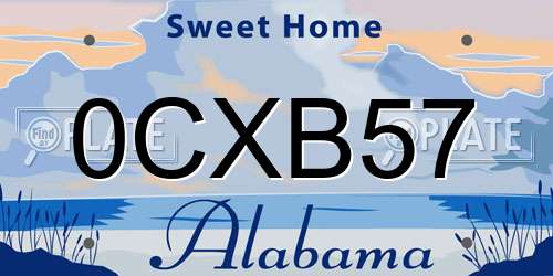 0CXB57 Alabama License Plate