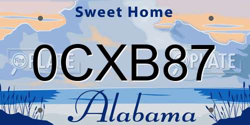 0CXB87 Alabama License Plate