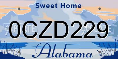 0CZD229 Alabama License Plate