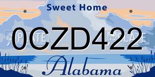 0CZD422 Alabama License Plate