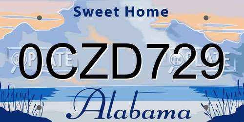 0CZD729 Alabama License Plate
