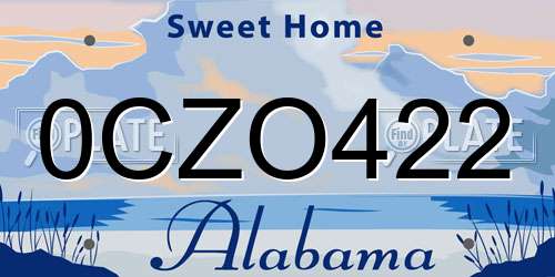 0CZO422 Alabama License Plate