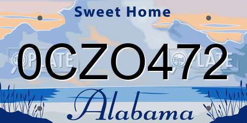 0CZO472 Alabama License Plate