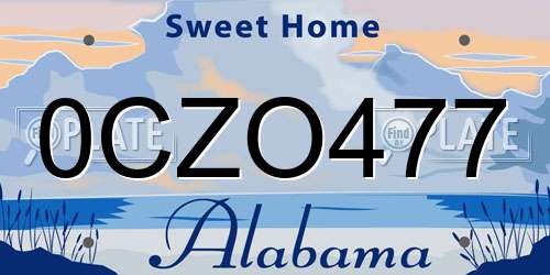 0CZO477 Alabama License Plate