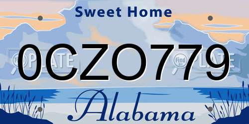 0CZO779 Alabama License Plate