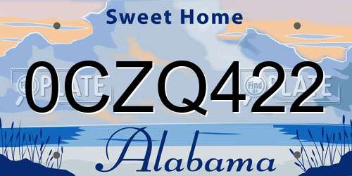 0CZQ422 Alabama License Plate