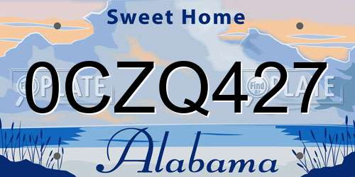 0CZQ427 Alabama License Plate