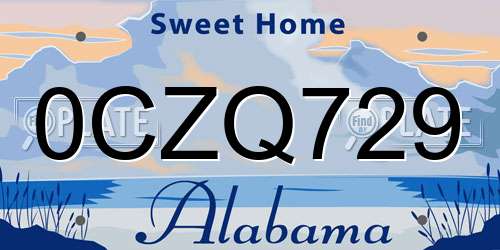0CZQ729 Alabama License Plate