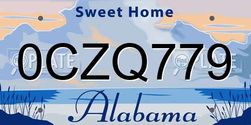 0CZQ779 Alabama License Plate