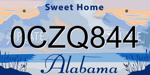 0CZQ844 Alabama License Plate
