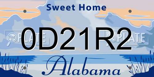 0D21R2 Alabama License Plate