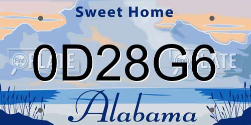0D28G6 Alabama License Plate