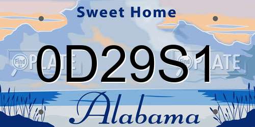 0D29S1 Alabama License Plate