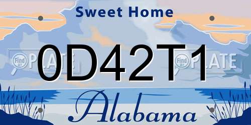 0D42T1 Alabama License Plate