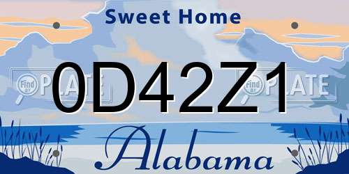 0D42Z1 Alabama License Plate