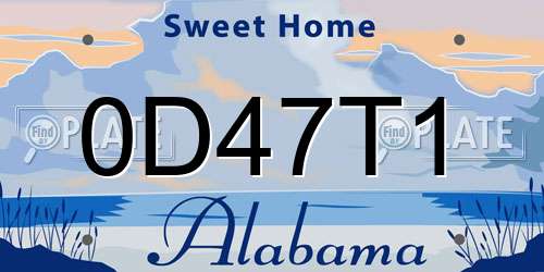 0D47T1 Alabama License Plate