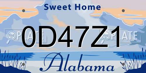 0D47Z1 Alabama License Plate