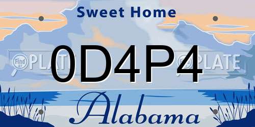 0D4P4 Alabama License Plate