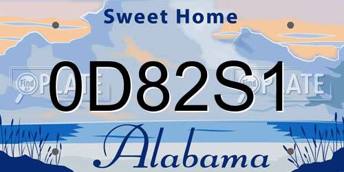 0D82S1 Alabama License Plate