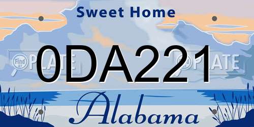 0DA221 Alabama License Plate