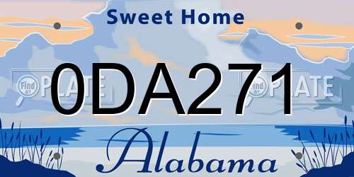 0DA271 Alabama License Plate