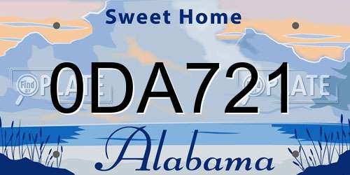 0DA721 Alabama License Plate