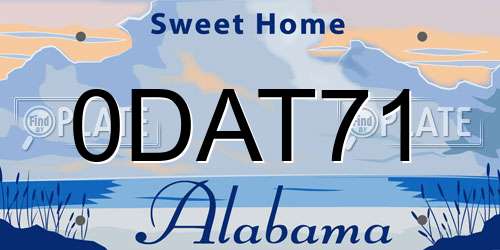 0DAT71 Alabama License Plate