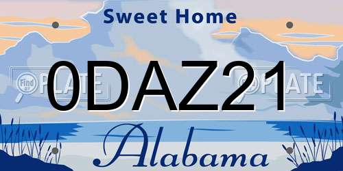 0DAZ21 Alabama License Plate